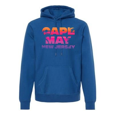 Cape May Nj Rainbow Souvenir Colorful Sunset Family Trip Gift Premium Hoodie