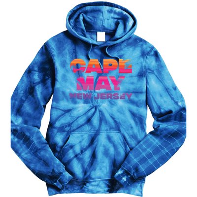 Cape May Nj Rainbow Souvenir Colorful Sunset Family Trip Gift Tie Dye Hoodie