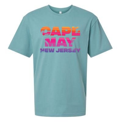 Cape May Nj Rainbow Souvenir Colorful Sunset Family Trip Gift Sueded Cloud Jersey T-Shirt