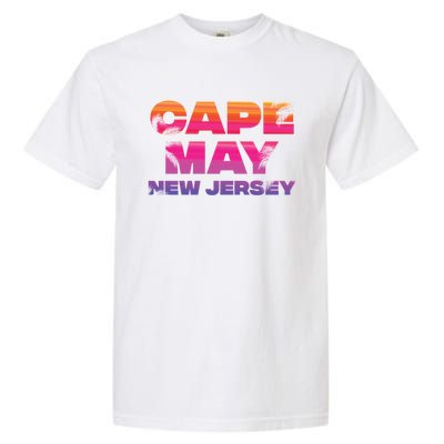 Cape May Nj Rainbow Souvenir Colorful Sunset Family Trip Gift Garment-Dyed Heavyweight T-Shirt