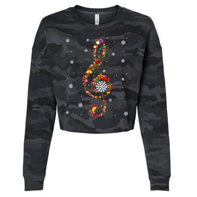 Christmas Music Note Symbol School Music Teacher Lover Xmas Cropped Pullover Crew