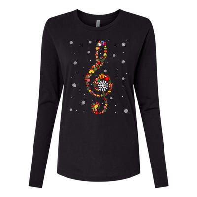 Christmas Music Note Symbol School Music Teacher Lover Xmas Womens Cotton Relaxed Long Sleeve T-Shirt