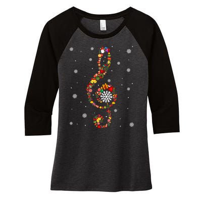 Christmas Music Note Symbol School Music Teacher Lover Xmas Women's Tri-Blend 3/4-Sleeve Raglan Shirt