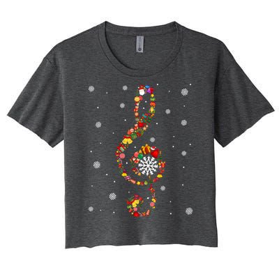 Christmas Music Note Symbol School Music Teacher Lover Xmas Women's Crop Top Tee