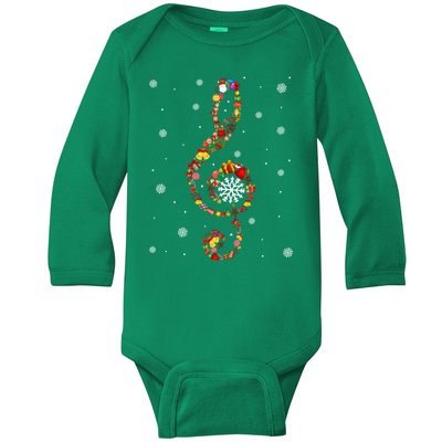 Christmas Music Note Symbol School Music Teacher Lover Xmas Baby Long Sleeve Bodysuit