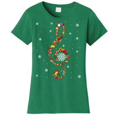 Christmas Music Note Symbol School Music Teacher Lover Xmas Women's T-Shirt