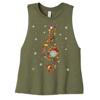 Christmas Music Note Symbol School Music Teacher Lover Xmas Women's Racerback Cropped Tank