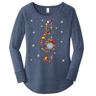 Christmas Music Note Symbol School Music Teacher Lover Xmas Women's Perfect Tri Tunic Long Sleeve Shirt