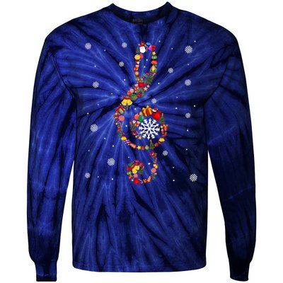 Christmas Music Note Symbol School Music Teacher Lover Xmas Tie-Dye Long Sleeve Shirt