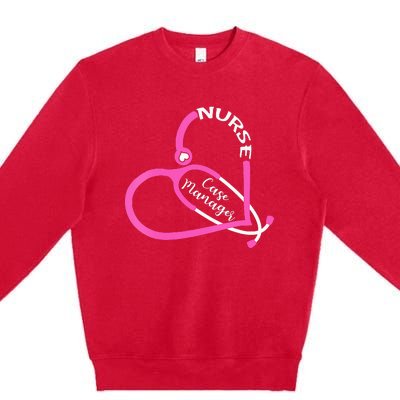 Case Manager Nurse Stethoscope Heart Love RN Nursing Premium Crewneck Sweatshirt