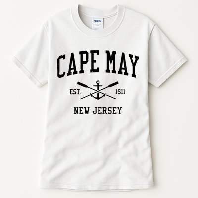 Cape May Nj Vintage Crossed Oars Boat Anchor Sports Tall T-Shirt