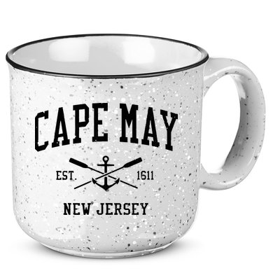 Cape May Nj Vintage Crossed Oars Boat Anchor Sports 15oz Campfire Ceramic Mug