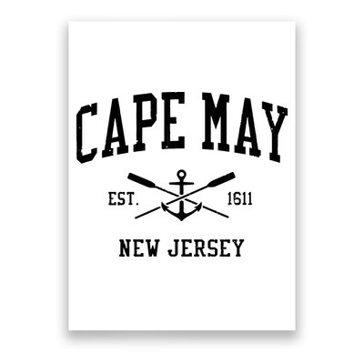 Cape May Nj Vintage Crossed Oars Boat Anchor Sports Poster