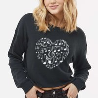 Cool Music Note Art For  Music Musical Note Lover Cropped Pullover Crew
