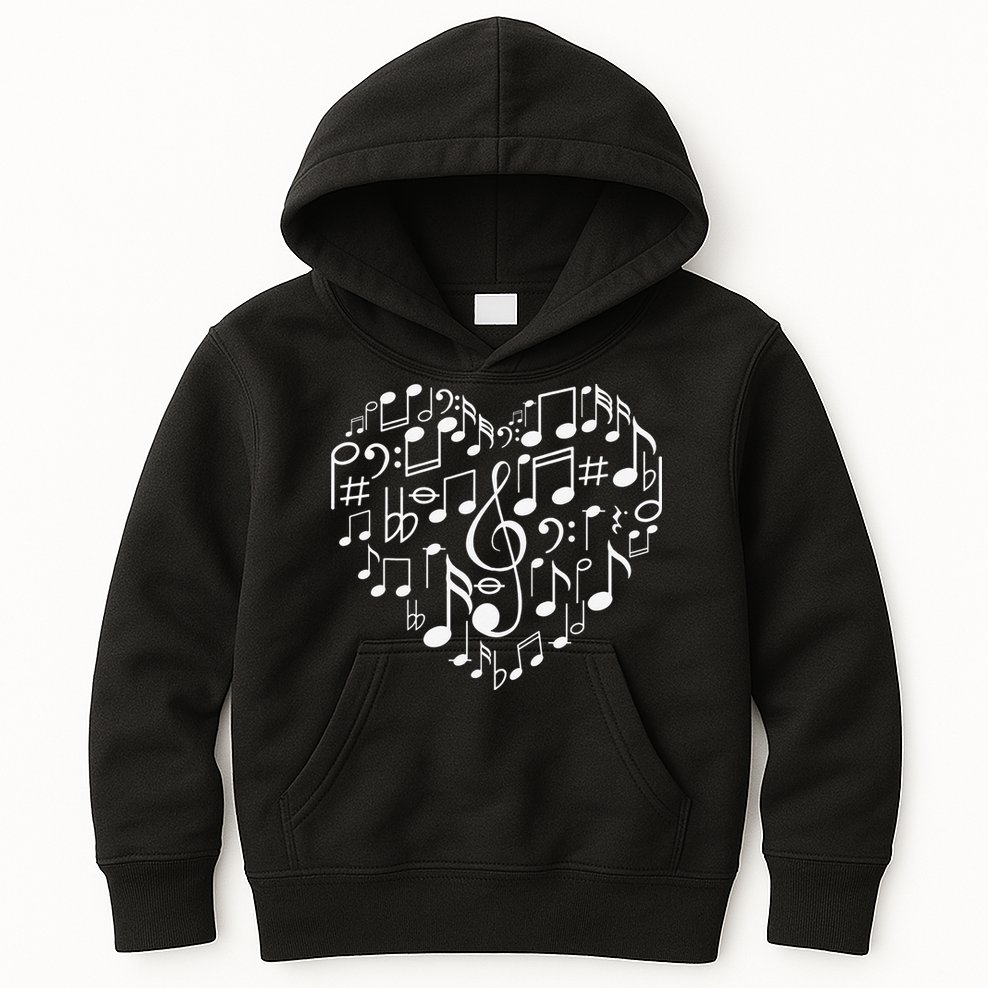 Cool Music Note Art For  Music Musical Note Lover Kids Hoodie