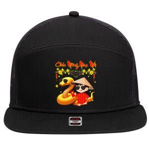 Chuc Mung Nam Moi Xuan At Ty Happy Tet 2025 Vietnamese 7 Panel Mesh Trucker Snapback Hat