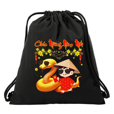 Chuc Mung Nam Moi Xuan At Ty Happy Tet 2025 Vietnamese Drawstring Bag