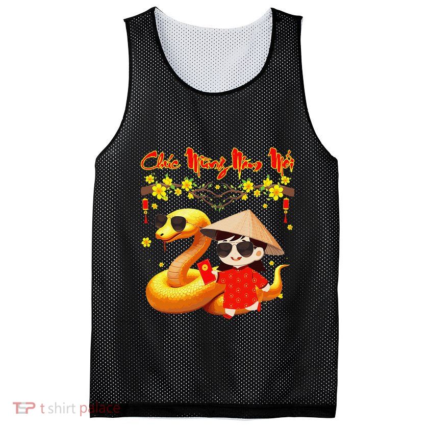 Chuc Mung Nam Moi Xuan At Ty Happy Tet 2025 Vietnamese Mesh Reversible Basketball Jersey Tank