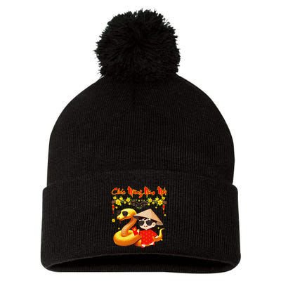 Chuc Mung Nam Moi Xuan At Ty Happy Tet 2025 Vietnamese Pom Pom 12in Knit Beanie
