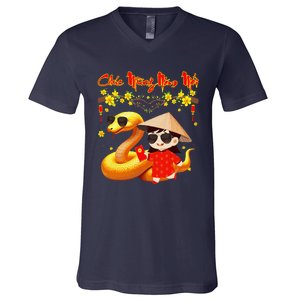 Chuc Mung Nam Moi Xuan At Ty Happy Tet 2025 Vietnamese V-Neck T-Shirt