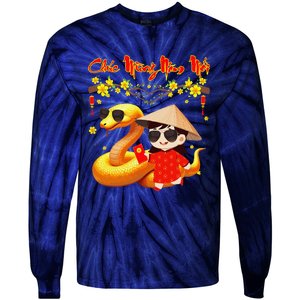 Chuc Mung Nam Moi Xuan At Ty Happy Tet 2025 Vietnamese Tie-Dye Long Sleeve Shirt