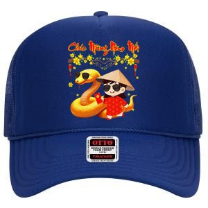 Chuc Mung Nam Moi Xuan At Ty Happy Tet 2025 Vietnamese High Crown Mesh Back Trucker Hat