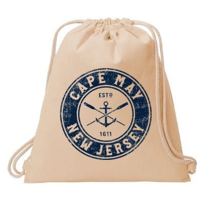 Cape May New Jersey Nj Vintage Boat Anchor & Oars Drawstring Bag