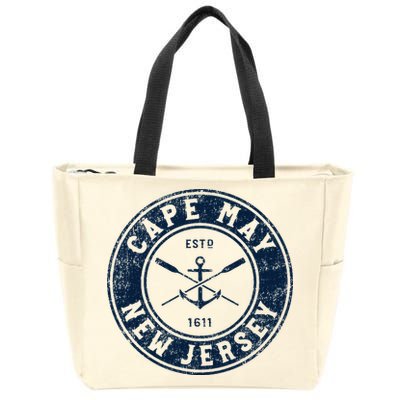 Cape May New Jersey Nj Vintage Boat Anchor & Oars Zip Tote Bag