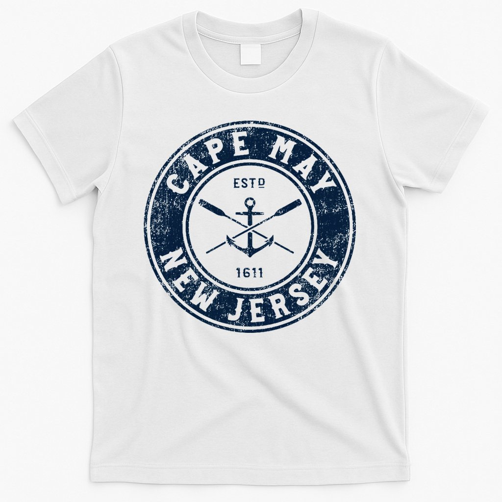 Cape May New Jersey Nj Vintage Boat Anchor & Oars T-Shirt