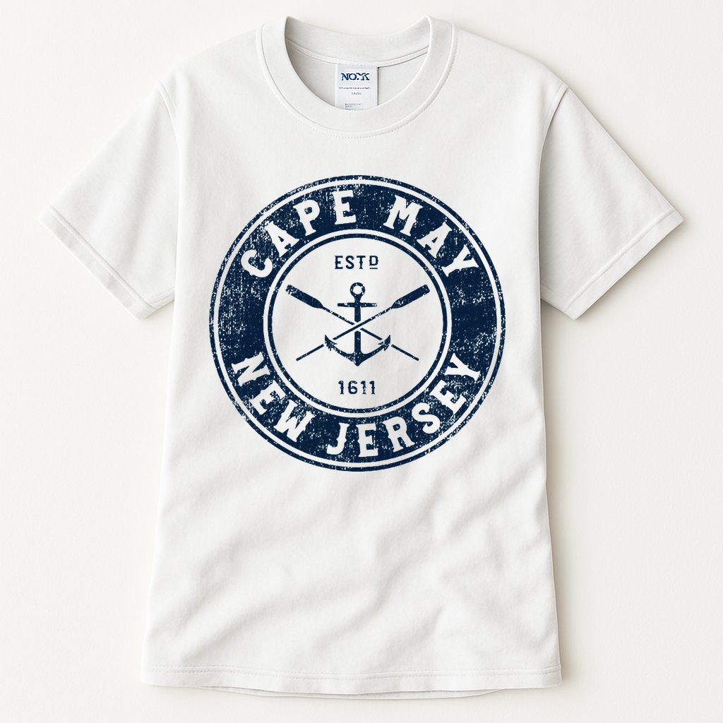 Cape May New Jersey Nj Vintage Boat Anchor & Oars Tall T-Shirt