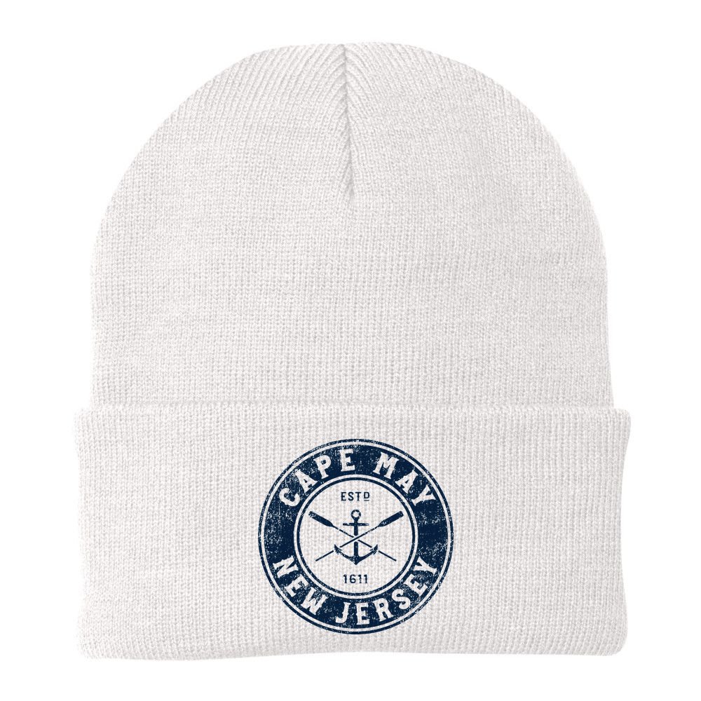 Cape May New Jersey Nj Vintage Boat Anchor & Oars Beanie
