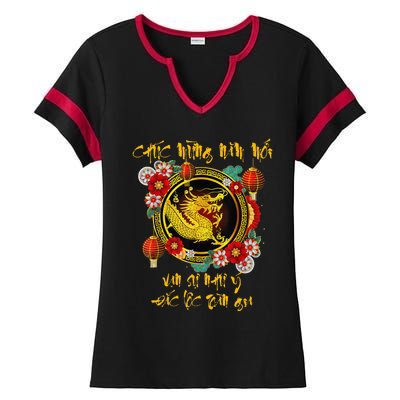 Chuc Mung Nam Moi Vietnamese Lunar New Year Of The Dragon Ladies Halftime Notch Neck Tee