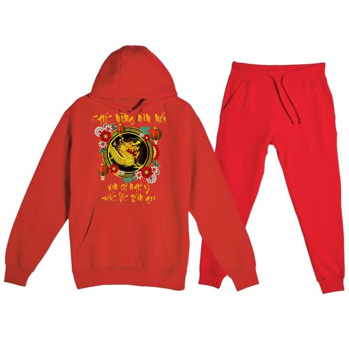 Chuc Mung Nam Moi Vietnamese Lunar New Year Of The Dragon Premium Hooded Sweatsuit Set