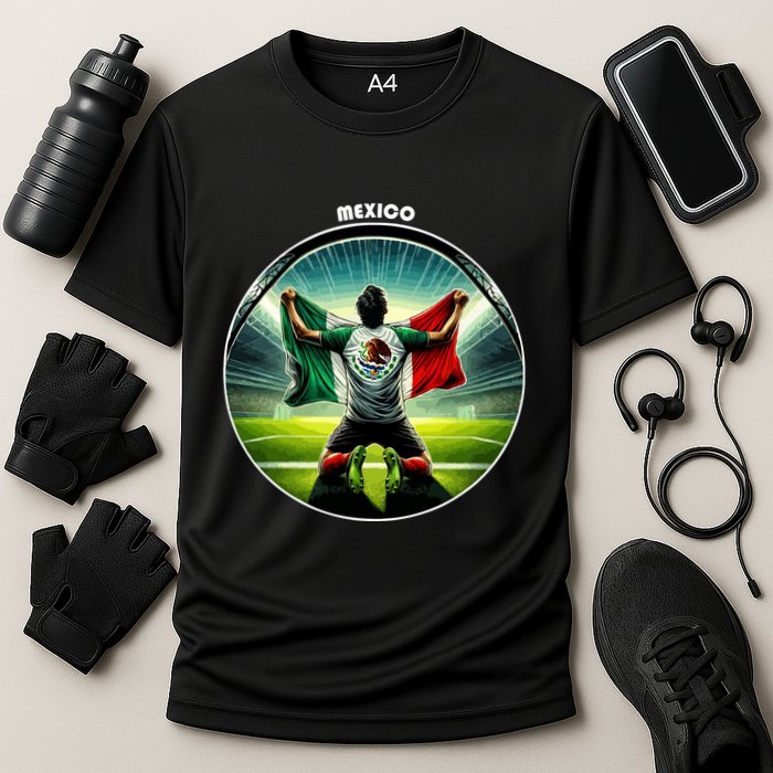 Cool Mexico National Soccer Team With Flag Cooling Performance Crew T-Shirt