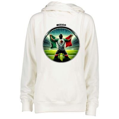 Cool Mexico National Soccer Team With Flag Womens Funnel Neck Pullover Hood