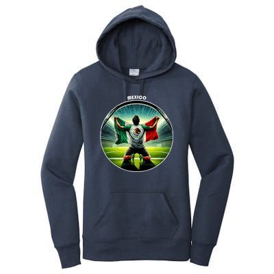 Cool Mexico National Soccer Team With Flag Women's Pullover Hoodie