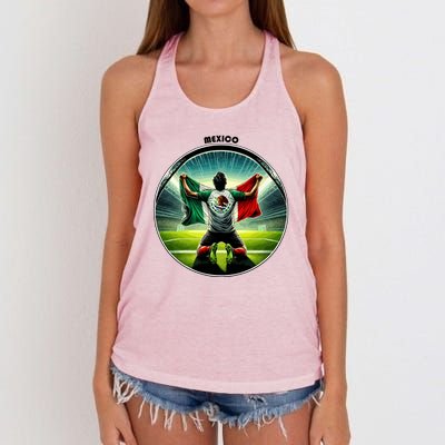 Cool Mexico National Soccer Team With Flag Women's Knotted Racerback Tank