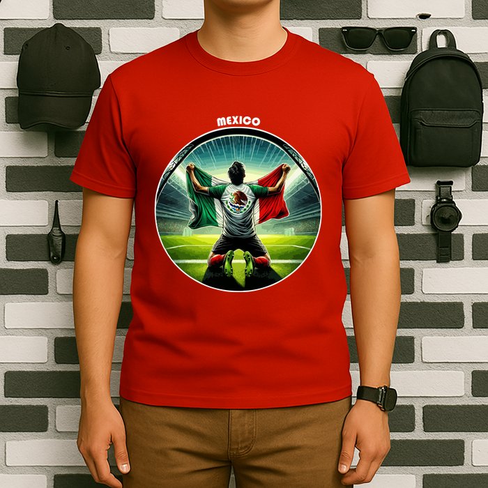 Cool Mexico National Soccer Team With Flag T-Shirt