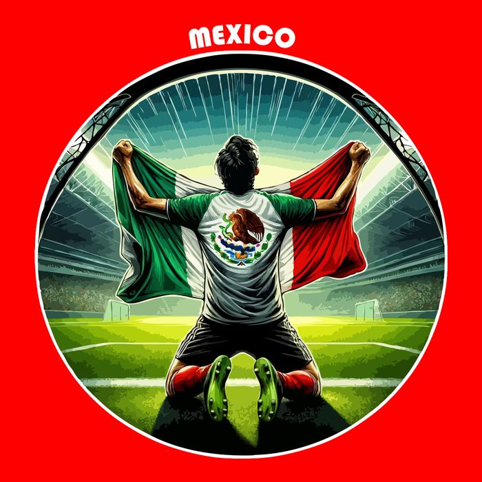 Cool Mexico National Soccer Team With Flag T-Shirt