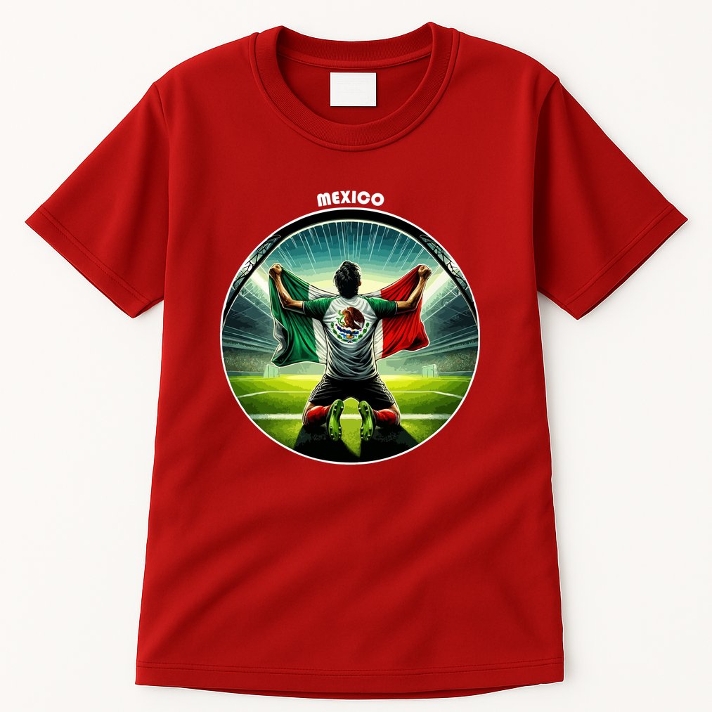 Cool Mexico National Soccer Team With Flag Tall T-Shirt