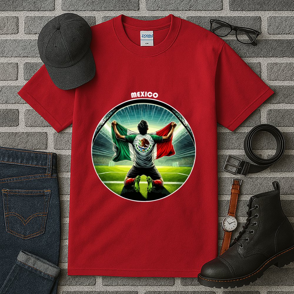 Cool Mexico National Soccer Team With Flag Tall T-Shirt