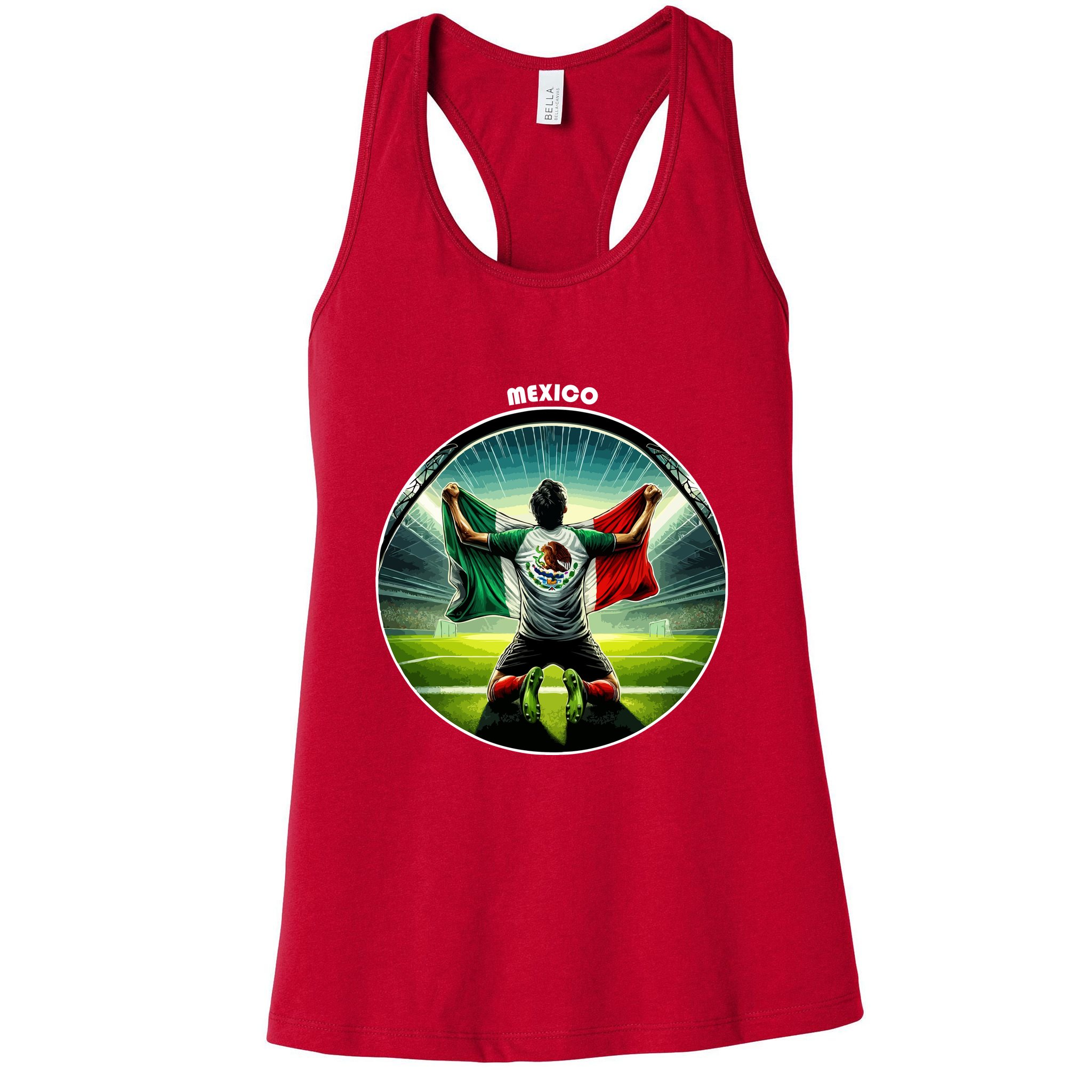 Cool Mexico National Soccer Team With Flag Womens Tank Top
