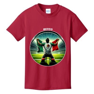 Cool Mexico National Soccer Team With Flag Kids T-Shirt