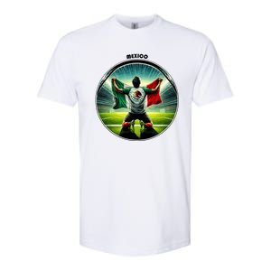 Cool Mexico National Soccer Team With Flag Softstyle CVC T-Shirt