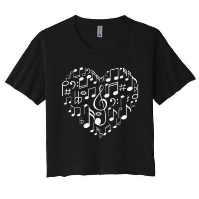 Cool Music Note Art For  Music Musical Note Lover Women's Crop Top Tee