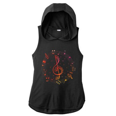 Cut Music Notes Clef Teacher Musical Notes And Flowers Ladies PosiCharge Tri-Blend Wicking Draft Hoodie Tank