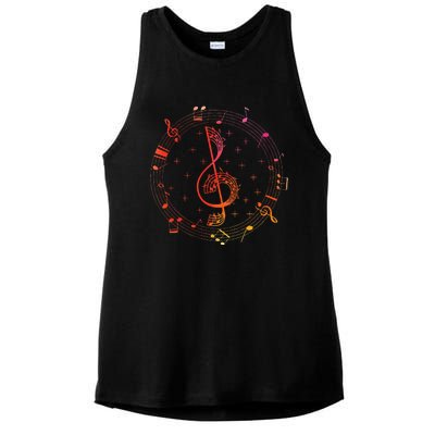 Cut Music Notes Clef Teacher Musical Notes And Flowers Ladies PosiCharge Tri-Blend Wicking Tank