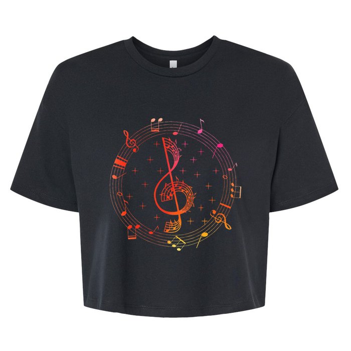 Cut Music Notes Clef Teacher Musical Notes And Flowers Bella+Canvas Jersey Crop Tee