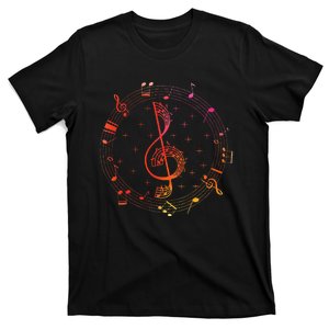 Cut Music Notes Clef Teacher Musical Notes And Flowers T-Shirt