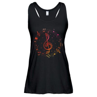 Cut Music Notes Clef Teacher Musical Notes And Flowers Ladies Essential Flowy Tank